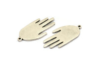 Silver Hand Charm, Antique Silver Plated Brass Hand Charms With 1 Loop, Earrings, Findings (33x16x1.3mm) N1740