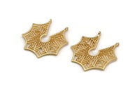 Gold Ethnic Pendant , Gold Plated Brass Ethnic Motif Pendant With 2 Loops, Finding, Earring, Charm (40x39mm) N0873