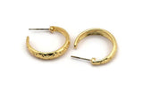 Earring Studs, 2 Gold Plated Brass -  Circle Stud Earrings - Gold Plated Brass Earrings - Circle Earrings (24x5mm) N1306