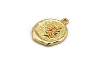 Gold Leaf Charm, 2 Gold Plated Brass Leaf Charm Earrings With 1 Loop, Pendants, Findings (16x18mm) N0887