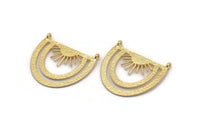 Gold Sun Pendant, Gold Plated Brass Sunshine Pendant With 2 Loops (35x28x0.80mm) N0971