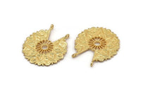Gold Ethnic Charm, Gold Plated Brass Ethnic Charm With 2 Loops, Earring, Finding, Pendant (33x30mm) N0834