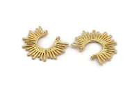 Gold Sun Charm, 2 Gold Plated Brass Sunshine Charms With 2 Loops, Pendants (31x25x1.5mm) N1280