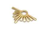 Gold Sun Pendant, 2 Gold Plated Brass Hammered Sunny Pendants (36x23x1.7mm) N1267