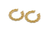Gold Leaf Charm, Gold Plated Brass Leaf Pendant With 2 Loops, Earring, Finding (44x43x1.5mm) N1048
