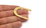 Gold Geometric Charm, Hammered Gold Plated Brass U Shaped Pendant With 2 Holes, Charm, Finding (42x36x1mm) N0931