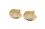Gold Shell Charm, Gold Plated Brass Sea Shell Pendant With 1 Loop (31x32x1mm) N1293