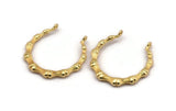 Gold Round Pendant, Gold Plated Brass Round Boned Charm Pendant, Earring, Finding With 2 Loops (35mm) N0879