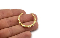 Gold Round Pendant, Gold Plated Brass Round Boned Charm Pendant, Earring, Finding With 2 Loops (35mm) N0879