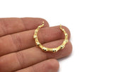 Gold Round Pendant, Gold Plated Brass Round Boned Charm Pendant, Earring, Finding With 2 Loops (35mm) N0879