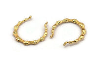 Gold Round Pendant, Gold Plated Brass Round Boned Charm Pendant, Earring, Finding With 2 Loops (35mm) N0879