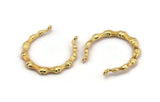 Gold Round Pendant, Gold Plated Brass Round Boned Charm Pendant, Earring, Finding With 2 Loops (35mm) N0879