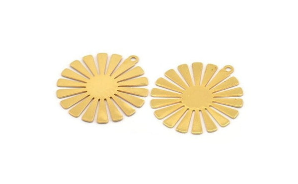 Gold Sun Charm, 4 Gold Plate Brass Sun Charms With 1 Loop, Findings, Earrings (27x25x0.40mm) D1423