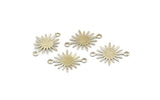 Silver Sunny Connector, 24 Silver Tone Brass Textured Sunny Connectors With 2 Loops (18x13x0.50mm) D0733