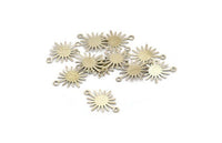 Silver Sunny Connector, 24 Silver Tone Brass Textured Sunny Connectors With 2 Loops (18x13x0.50mm) D0733