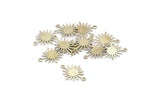 Silver Sunny Connector, 24 Silver Tone Brass Textured Sunny Connectors With 2 Loops (18x13x0.50mm) D0733