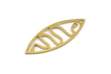 Brass Marquise Charm, 12 Raw Brass Snake Patterned Oval Shaped Charms With 1 Hole (39x15x0.80mm) A4998