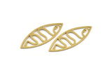 Brass Marquise Charm, 12 Raw Brass Snake Patterned Oval Shaped Charms With 1 Hole (39x15x0.80mm) A4998