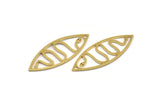 Brass Marquise Charm, 12 Raw Brass Snake Patterned Oval Shaped Charms With 1 Hole (39x15x0.80mm) A4998
