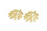 Brass Leaf Charm, 8 Raw Brass Branch Charms With 1 Loop, Charm Pendants (27x22.5x0.60mm) A5026