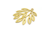 Brass Leaf Charm, 8 Raw Brass Branch Charms With 1 Loop, Charm Pendants (27x22.5x0.60mm) A5026