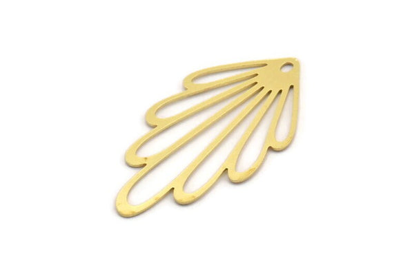 Brass Leaf Charm, 10 Raw Brass Leaf Charms With 1 Hole, Charm Pendants (38.5x20x0.60mm) A5048