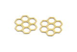 Brass Honeycomb Charm, 24 Raw Brass Hexagon Charms, Connector Findings (20x19x0.80mm) A5074