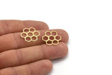 Brass Honeycomb Charm, 24 Raw Brass Hexagon Charms, Connector Findings (20x19x0.80mm) A5074