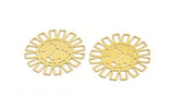 Brass Sun Charm, 2 Raw Brass Sun Patterned And Face Shaped Charms, Charm Pendants (41x0.60mm) A5125