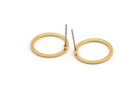 Gold Circle Earring, 8 Gold Plated Brass Circle Stud Earrings (16x1x1mm) BS 1098 A2379 Q0552