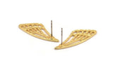 Gold Wing Earring, 2 Gold Plated Brass Wing Stud Earrings, Findings (29x11x1mm) N1131