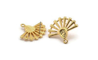 Gold Sun Earring, 2 Gold Plated Brass Drop Stud Earrings With 1 Loop - Pad Size 6x4mm (22x19mm) N1113