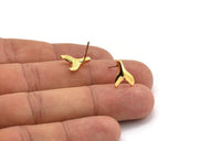 Gold Fish Tail Earring, 4 Gold Plated Brass Fish Tail Stud Earrings (12x10mm) N1083