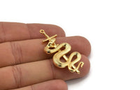 Gold Sword Charm, Gold Plated Brass Sword Charms With 1 Loop, Snake Sword (47x22mm) N1643