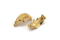 Gold Fish Charm, Gold Plated Brass Fish Charm With 1 Loop, Pendant, Finding (28mm) N0866
