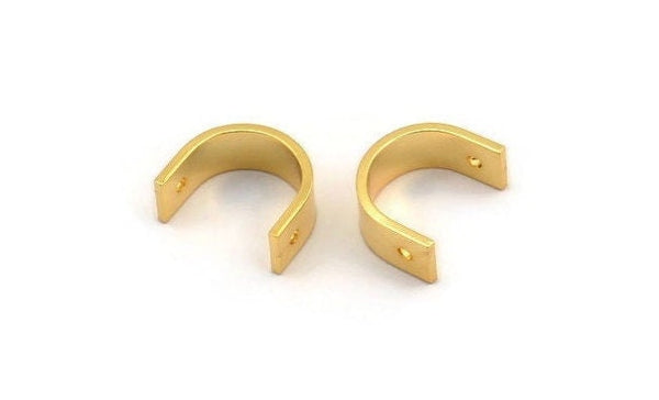Gold Necklace Parts - 6 Gold Plated Brass Necklace Findings, Pendants (12x10x1mm) BS 1733