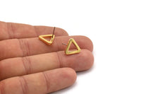Gold Triangle Earring, 4 Gold Plated Brass Triangle Stud Earrings (12x2mm) D0020 A1145