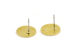Brass Round Earring, 8 Raw Brass Round Shaped Stud Earrings With 1 Hole (14x1mm) A2114 A6442