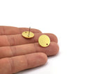 Brass Round Earring, 8 Raw Brass Round Shaped Stud Earrings With 1 Hole (14x1mm) A2114 A6442