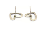 Silver Heart Earring, 8 Antique Silver Plated Brass Heart Stud Earrings (11x14x1mm) D1195 A1221 H0475