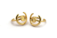 Gold Ring Setting, Gold Plated Brass Adjustable Ring - Ring Stone Setting - Pad Size 6mm N1301 H1687