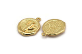 Gold Cactus Charm, Gold Plated Brass Cactus Charm With 1 Loop, Pendants, Findings (16x18mm) N0885
