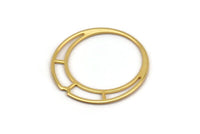Gold Earring Charm, 2 Gold Plated Brass Round Earring Charms, Findings (39x1mm) D0592