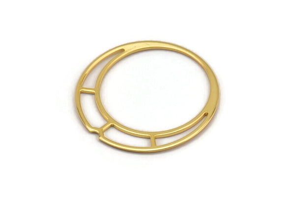 Gold Earring Charm, 2 Gold Plated Brass Round Earring Charms, Findings (39x1mm) D0592
