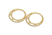 Gold Earring Charm, 2 Gold Plated Brass Round Earring Charms, Findings (39x1mm) D0592