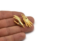 Gold Hand Charm, Gold Plated Brass Hand Charms With 1 Loop, Pendants, Earrings, Findings (37x15mm) N1055
