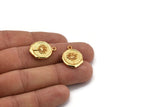 Gold Flower Charm, Gold Plated Brass Flower Charm With 1 Loop, Pendants, Findings (16x18mm) N0888