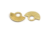 Semi Circle Charm, 2 Gold Plated Brass Semi Circle Pendants, Findings, Earrings (22x16mm) N1093