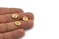 Lotus Flower Charm, 4 Gold Plated Brass Lotus Flower Charms, With 1 Loop, Earrings, Findings (10mm) N0880
