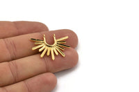 Gold Sun Pendant, Gold Plated Brass Textured Sunshine Charm With 2 Loops (32x24mm) N0814